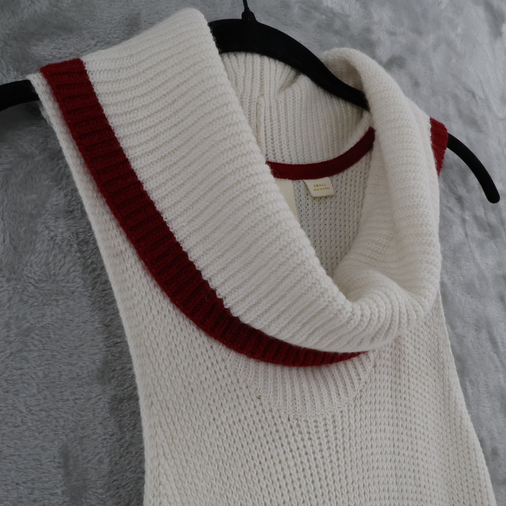 Maeve Anthropologie Striped Cowl Neck Sleeveless Sweater Dress Women Small Cream - Picture 7 of 16